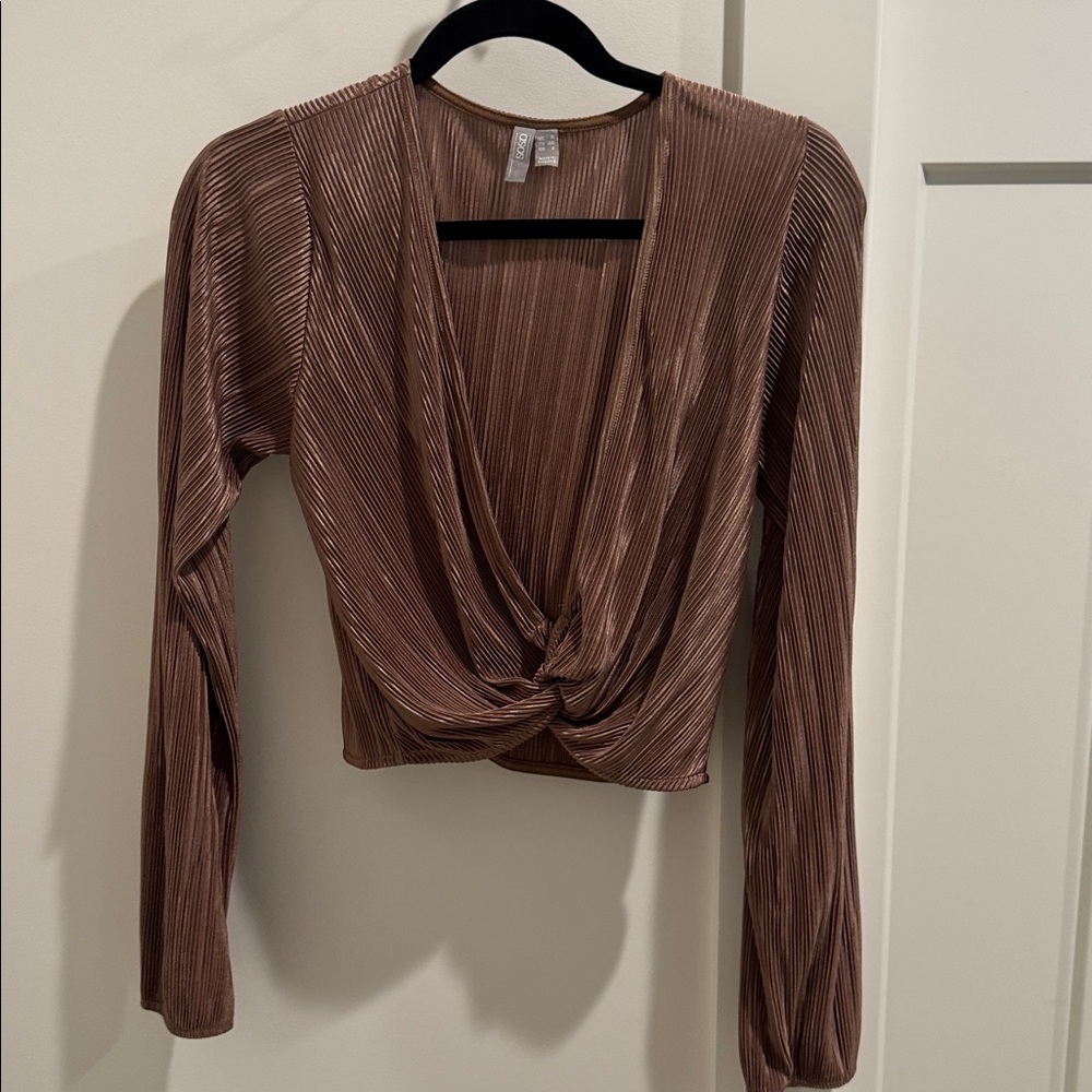 ASOS Pleated Top in Tan